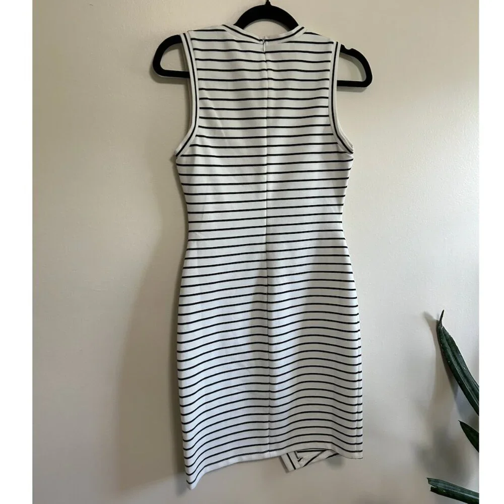 Olivia Grey Asymmetrical Striped Dress - Picture 6 of 6